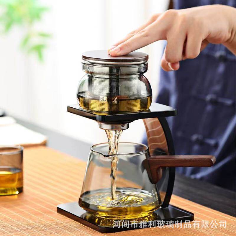 高硼硅玻璃自动泡茶壶功夫茶具家用轻奢懒人泡茶茶壶过滤磁吸