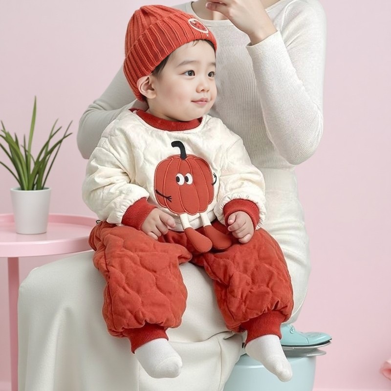婴儿衣服秋冬新款男女孩棉服冬季宝宝夹棉套装分体外穿冬装两件套