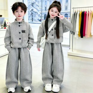 女童春款套装2026新款韩版条纹套装女童洋气休闲春装款运动两件套