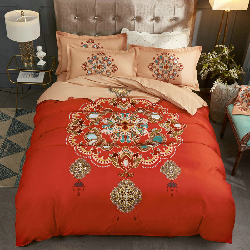 marry Four piece suit Cotton pure cotton thickening Kit Wedding celebration Bright red sheet Marriage bedding Marriage room 4 setsin the Bedclothes , Bedding Sets/Family of four/Multiple sets of  category - from Buy2taobao.com to provide professional Taobao agent buy service