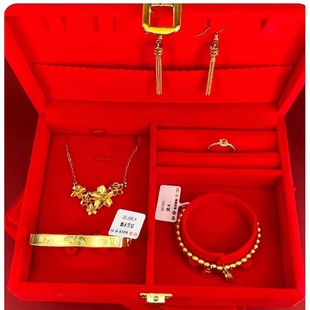 五金首饰结婚仿真订婚假套装戒指摆件三金首饰黄金项链仿真不掉色