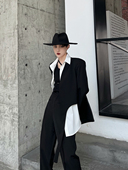 DANA山本暗黑不规则设计短款 西装 纯色简约绑带西服外套男女情侣潮