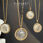 古币合集 18K雅典娜古币猫头鹰吊坠扣镶嵌项链金币银币实心珠宝素