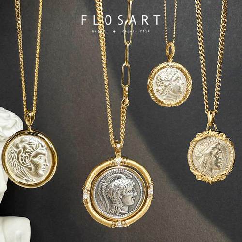 18K厚金镶嵌复刻古银币实心珠宝