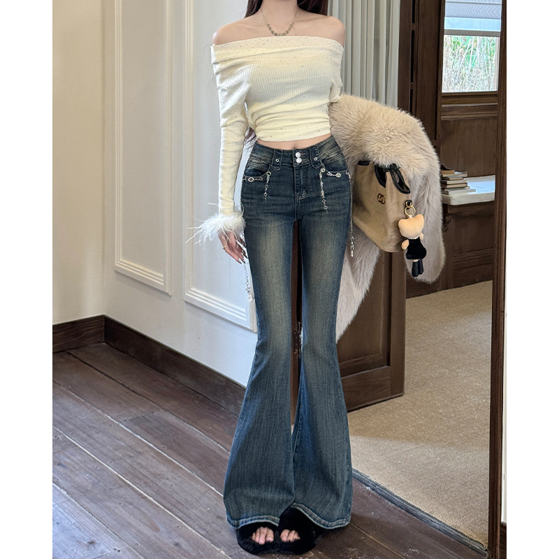 纯欲辣妹微喇叭牛仔裤女2026秋季新款休闲高腰修身提臀洋气马蹄裤