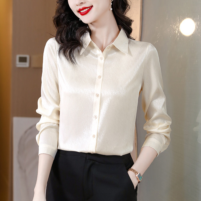 时尚职业大牌重磅真丝衬衫设计感桑蚕丝长袖打底上衣春秋新款女装