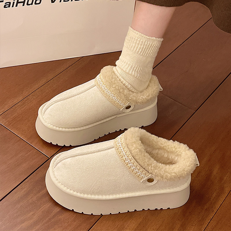 厚底增高加绒毛毛拖鞋女外穿2025新款冬季一脚蹬保暖雪地棉拖鞋子,女鞋,时尚雪地靴,淘宝优惠券,粉丝福利购,淘宝优惠卷
