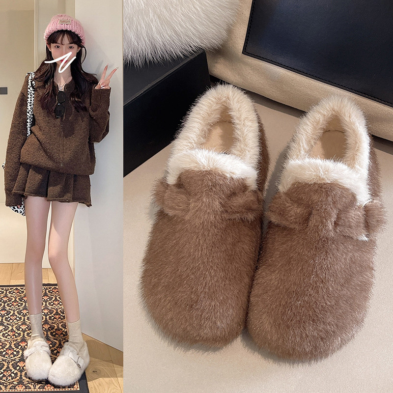 一脚蹬懒人内增高毛毛鞋子女冬加绒保暖2025新款爆款豆豆棉鞋外穿,女鞋,时尚雪地靴,淘宝优惠券,粉丝福利购,淘宝优惠卷