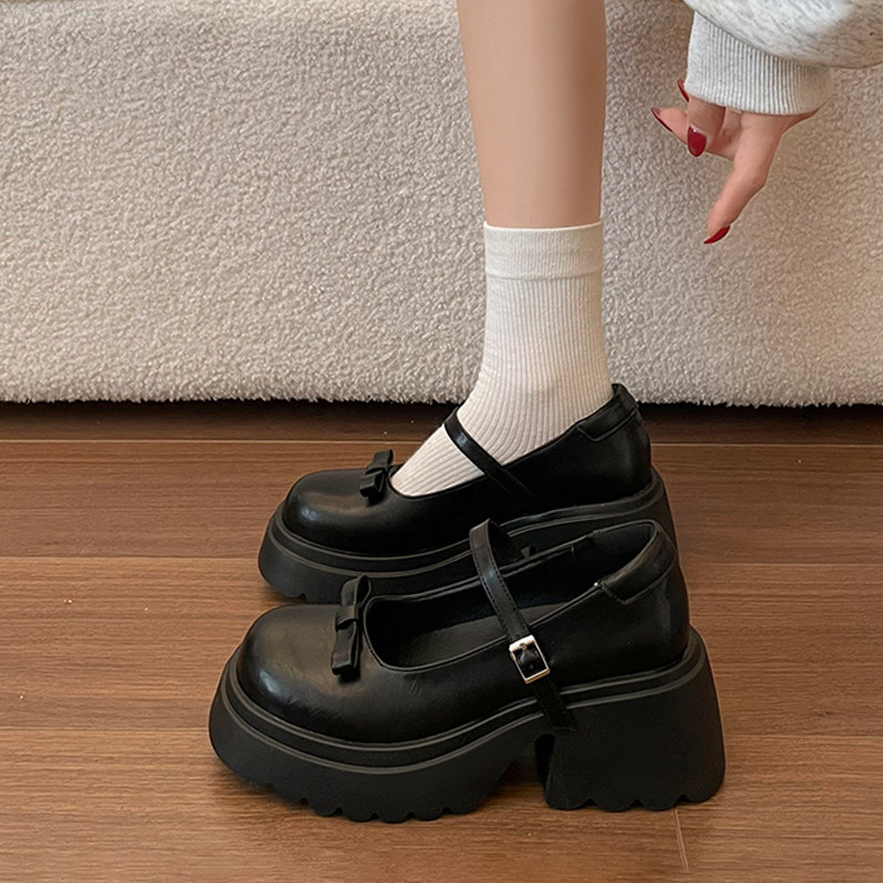 法式蝴蝶结浅口高跟鞋女2026新款春季厚底增高配裙子玛丽珍小皮鞋,女鞋,玛丽珍鞋,淘宝优惠券,粉丝福利购,淘宝优惠卷