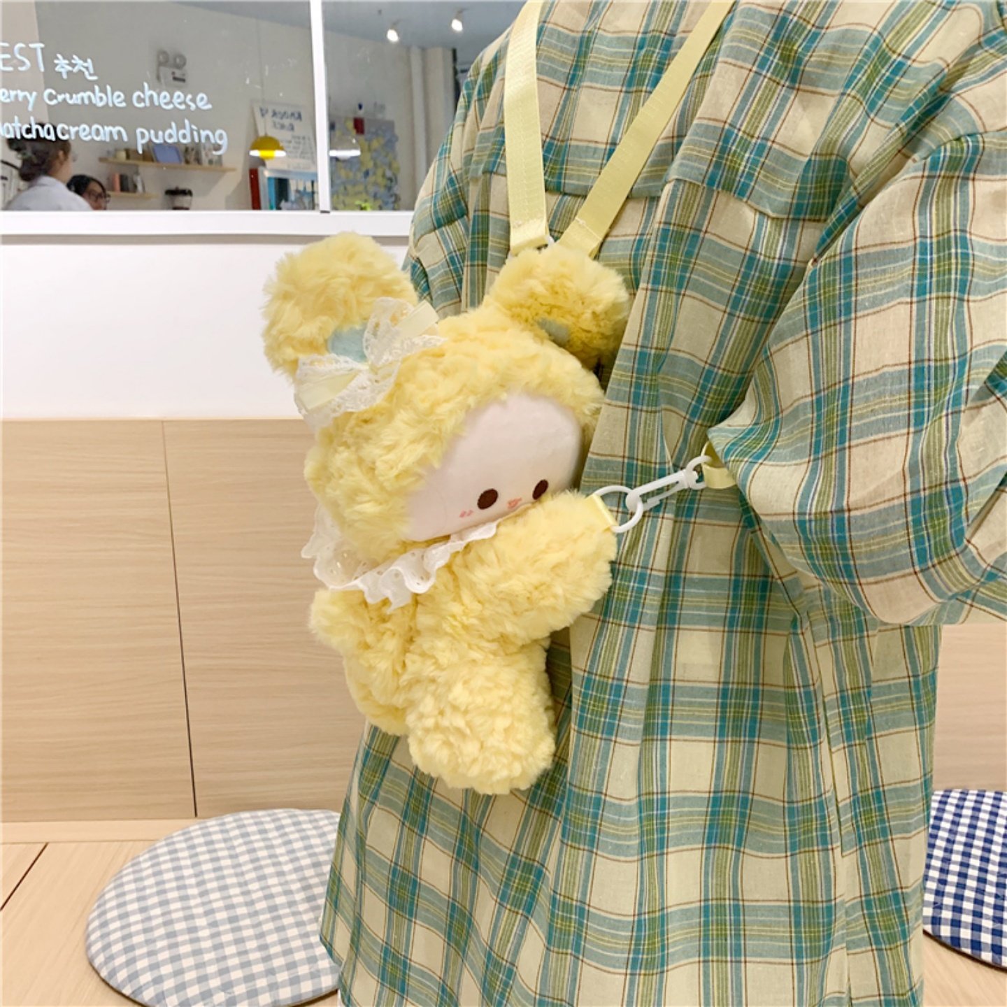 日系学生可爱粉色兔子趴趴包毛绒玩偶双肩背包包lolita斜挎包儿童