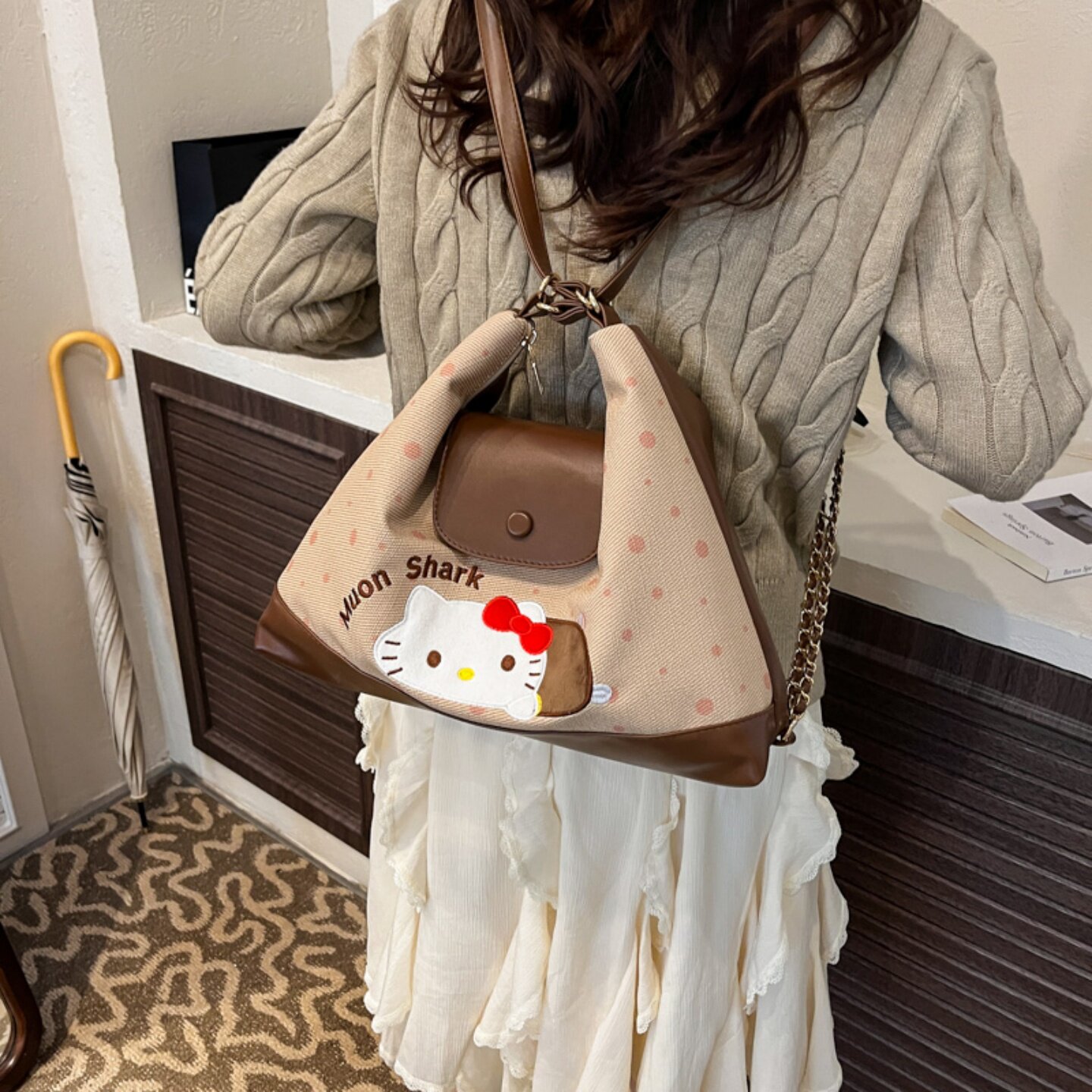 韩系可爱卡通印花托特包包女大容量通勤单肩斜挎包百搭逛街双肩包