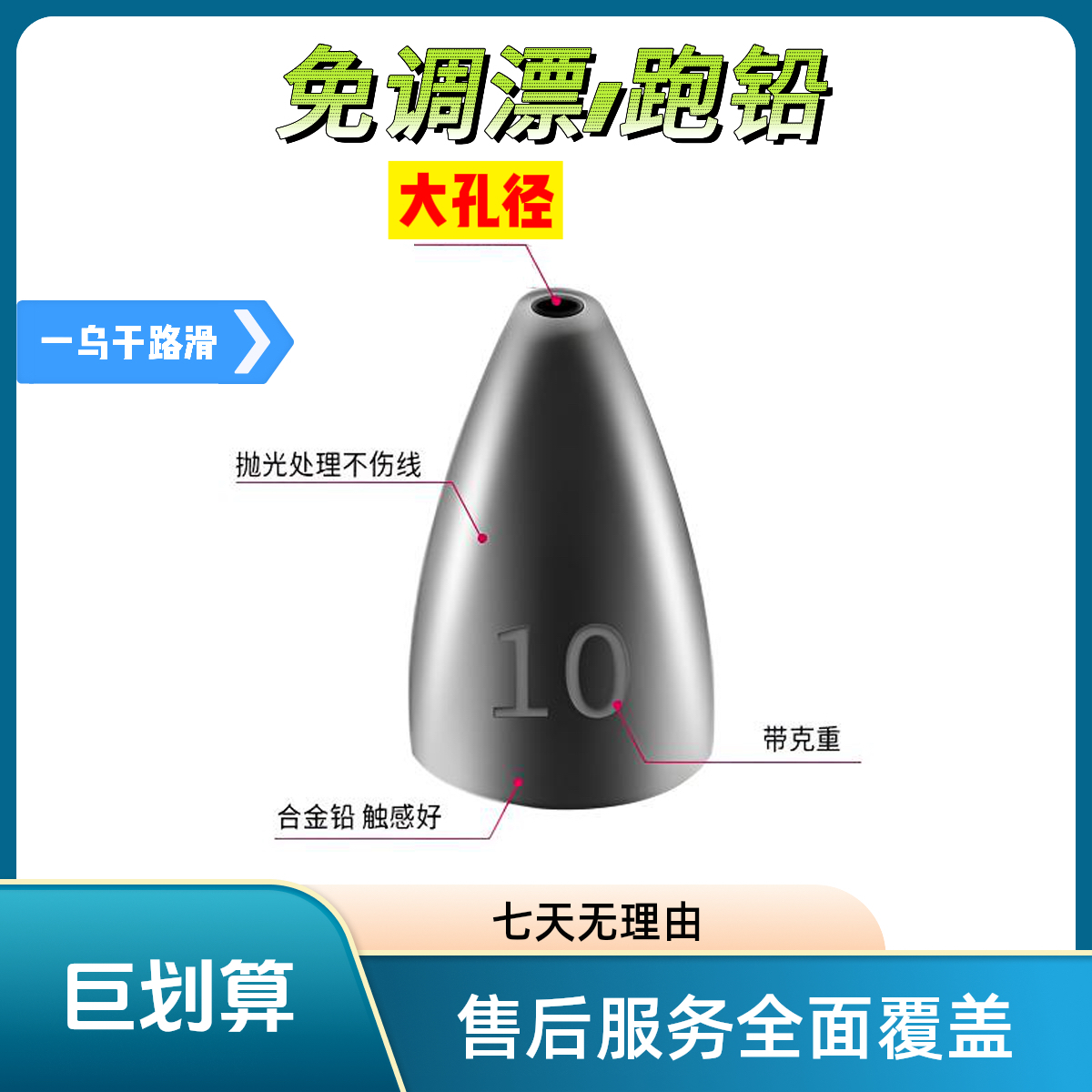 大孔径路亚铅坠子弹铅钢铅空心铅坠抛铅坠远投防挂底大孔钨钢