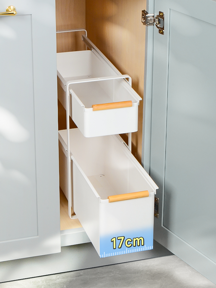 厨房调料品置物架抽拉式橱柜内分层收纳神器夹缝极窄拉篮抽屉式