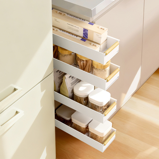 厨房调料品置物架抽拉式极窄柜侧装拉篮窄边夹缝收纳柜橱柜分层架