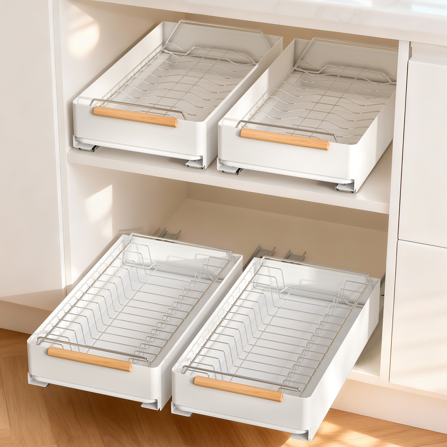 抽拉式置物架深柜内沥水碗盘架