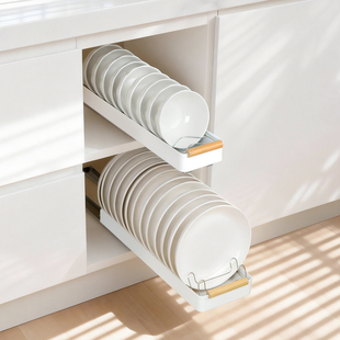 碗碟收纳架橱柜内不锈钢放碗碟子盘子收纳架厨房极窄缝分层置物架