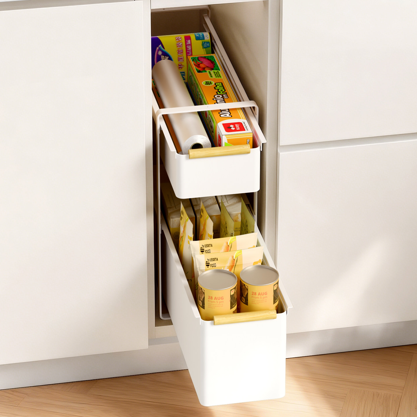 窄柜拉篮抽屉式厨房调料瓶极窄缝置物架橱柜双层抽拉分层架免安装,家装主材,拉篮,淘宝优惠券,粉丝福利购,淘宝优惠卷