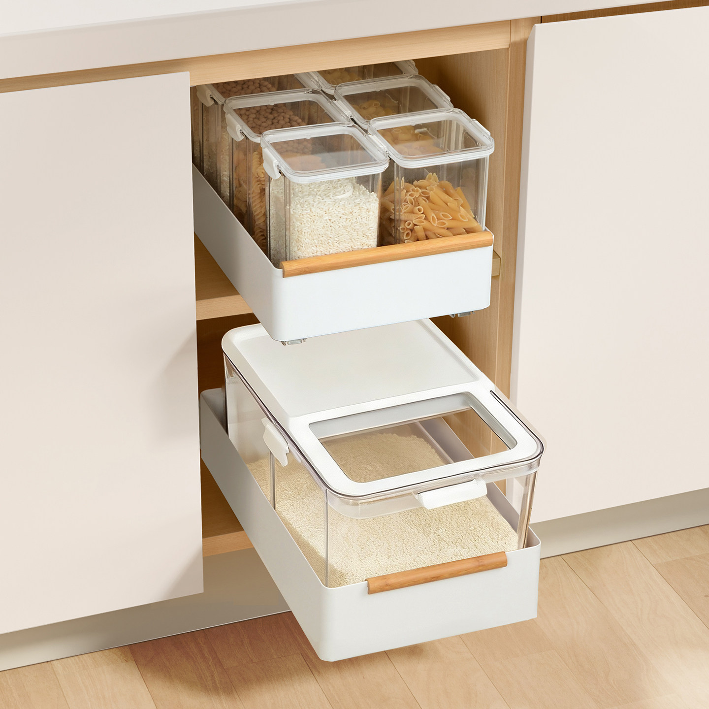 厨房米箱拉篮抽拉式置物架