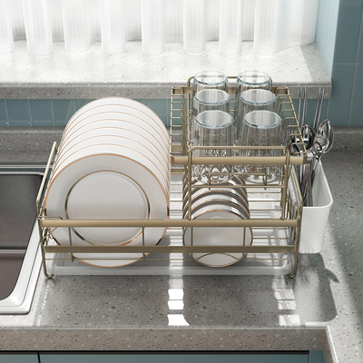 碗碟沥水架台式收纳架汲水碗碟架厨房套装家用碗架盘子碗收纳神器
