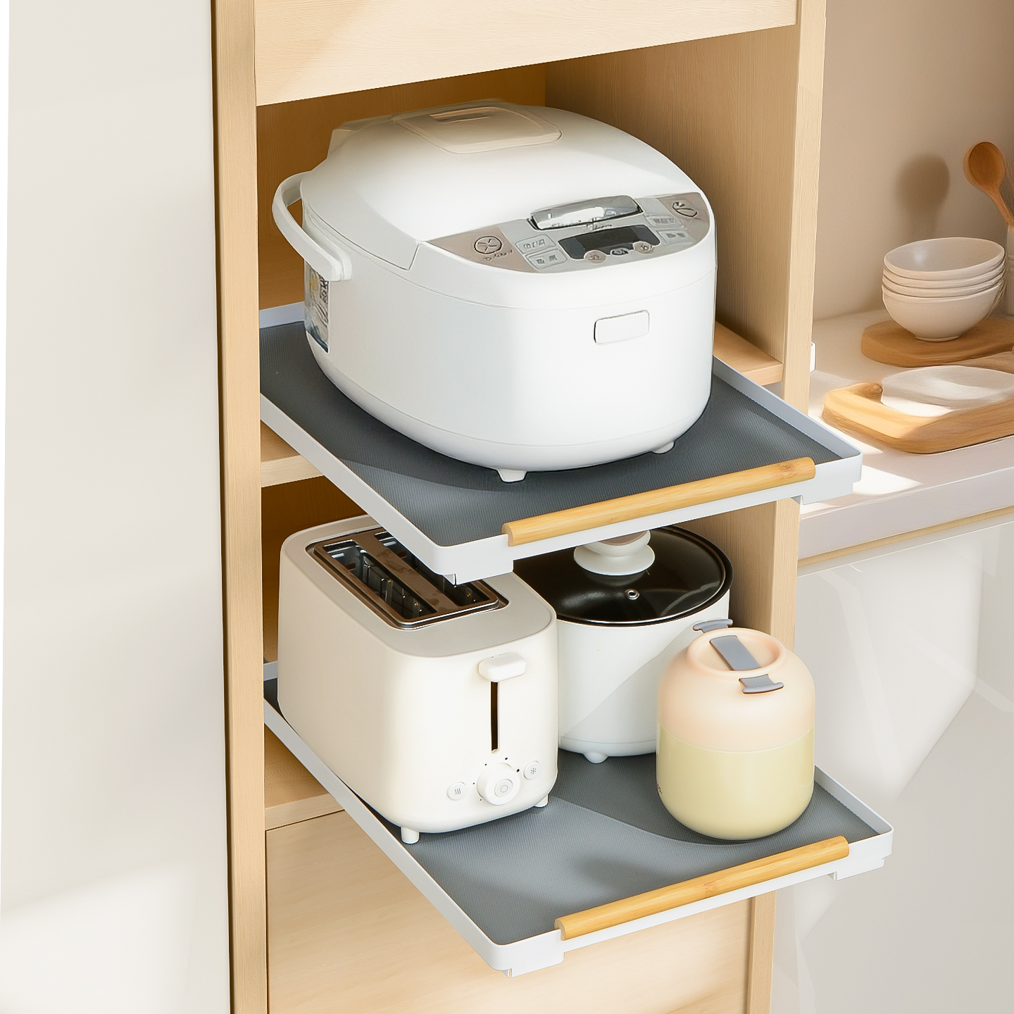 橱柜电饭煲置物架抽屉托盘
