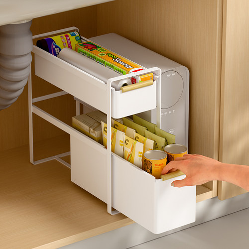 【双层】下水槽置物架极窄款拉篮