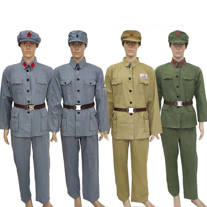 纯棉布志愿军演出服红军八路军新四军表演服解放服装65式军装演出