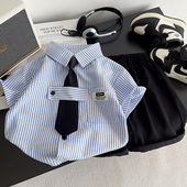 学院常规条纹西装 潮 韩版 礼服男童洋气儿童套装 男宝宝英伦帅气童装