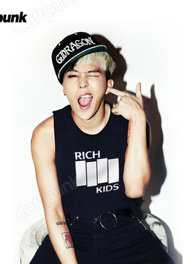 权志龙明星同款GD黑旗乐队狂放MV夏季男女纯棉背心240g无袖T恤潮