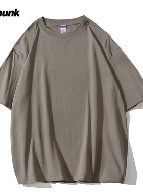 疯庞克日系文乐潮牌男装t恤短袖衫情侣纯色纯棉打底衫夏季学生t恤