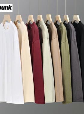 280G索罗娜重磅长袖t恤男女打底衫春2025新款叠穿内搭小领口上衣