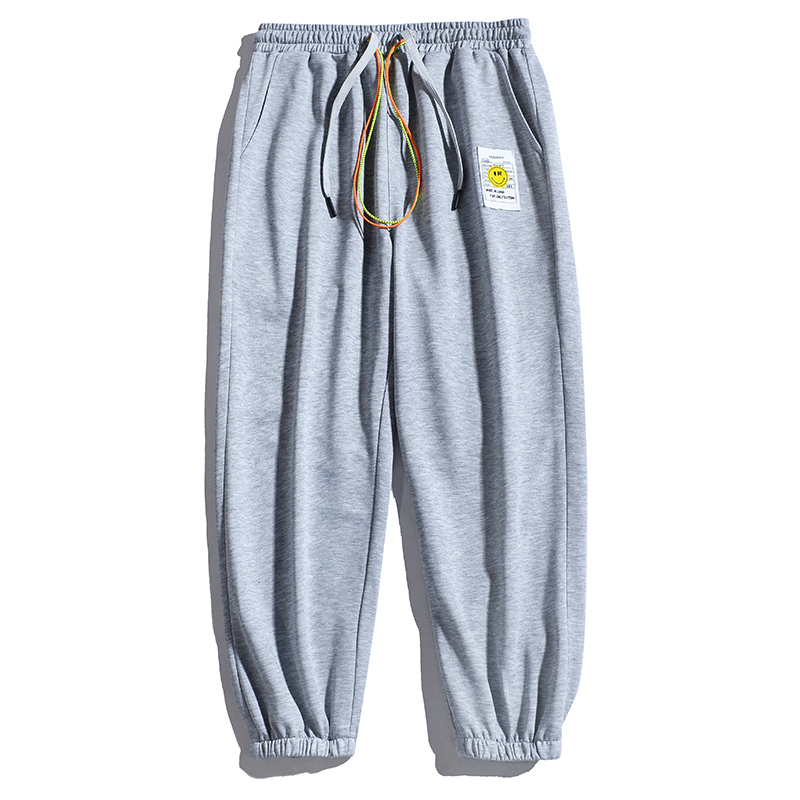 日系复古简约纯色休闲长裤男潮牌宽松青少年薄款抽绳阔腿百搭卫裤