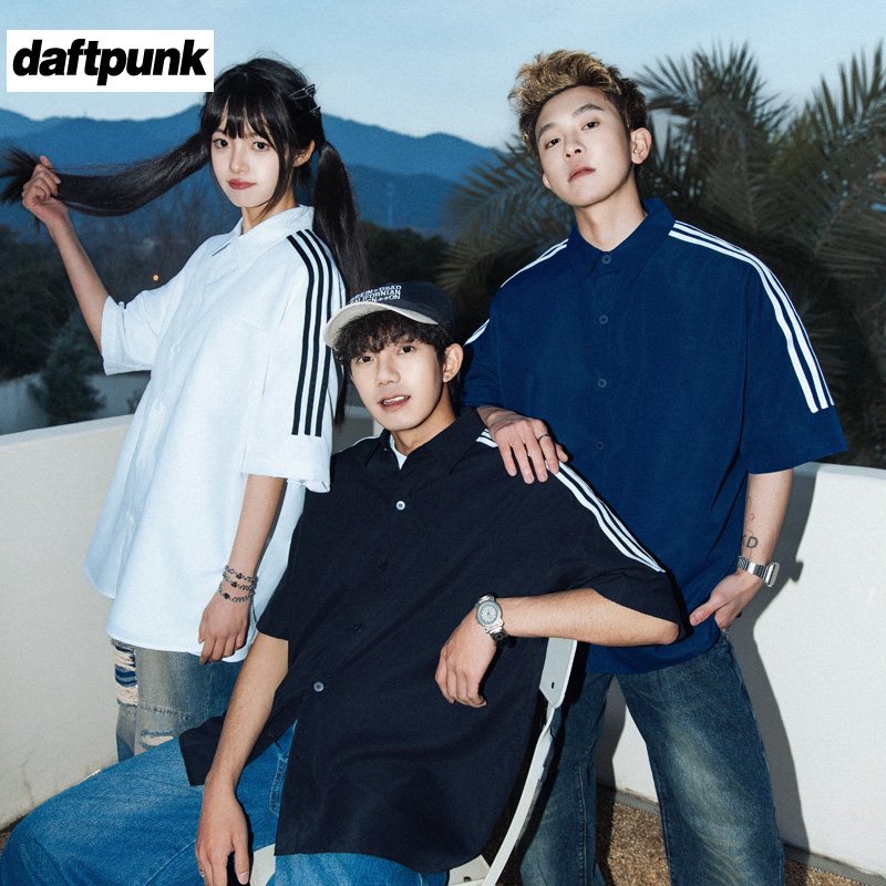 三条杠轻薄冰感短袖衬衫