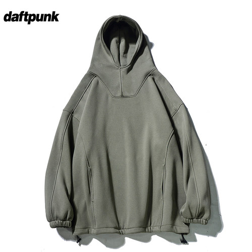 美式高街排扣卫衣男秋冬款加绒