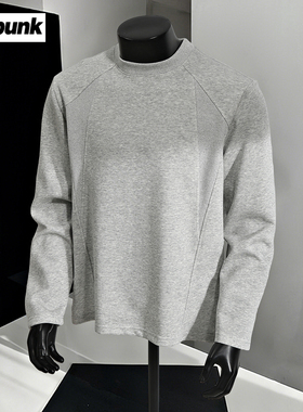 美式280g重磅结构长袖t恤男春秋内搭小领口上衣硬汉男装打底衫秋