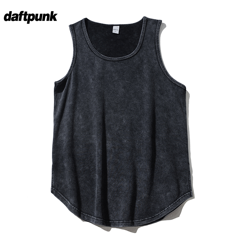 美式复古街头嘻哈水洗做旧背心夏