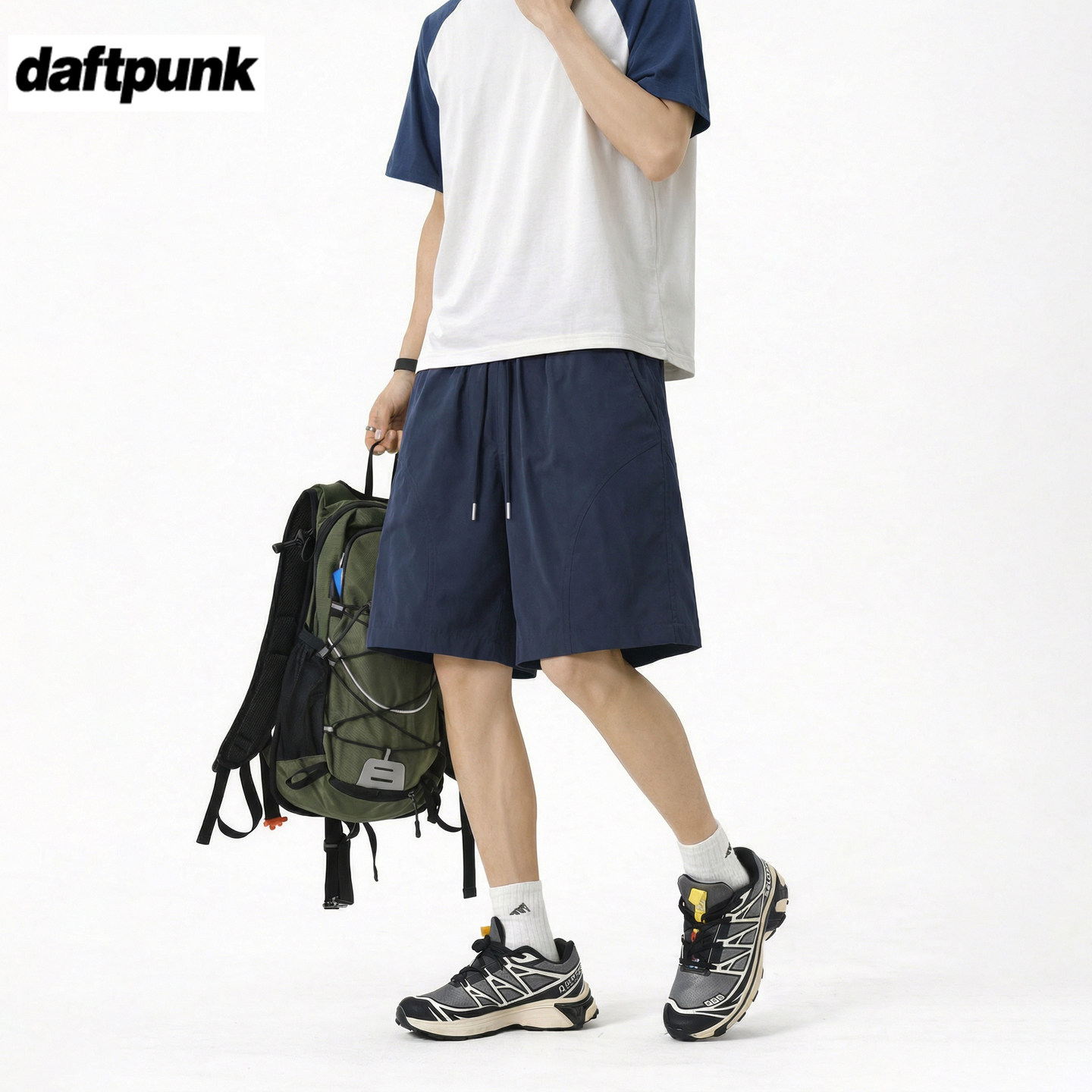 美式斜切速干冰丝休闲短裤男女夏季薄款篮球运动五分裤宽松工装裤