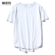 欧美比伯同款 男女款 高街嘻哈宽松层次打底衫 前短后长弧形夏天短袖