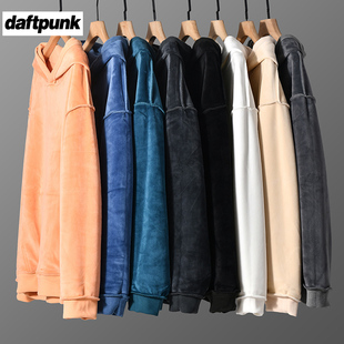 秋冬季 基础纯色连帽卫衣男女600g重磅金丝绒加厚宽松百搭上衣 新款