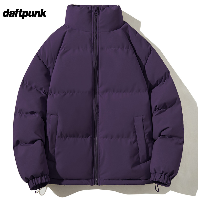 冬季纯色加厚立领棉衣男美式复古