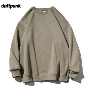 无帽卫衣男女秋冬加绒加厚银狐绒保暖内搭圆领大码 简约上衣情侣装