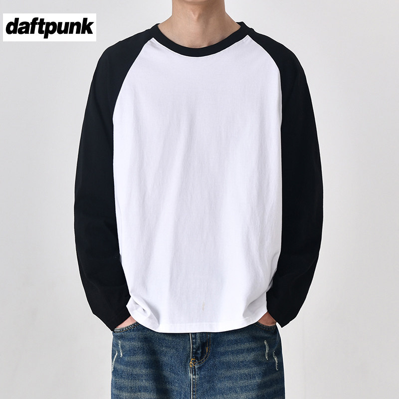 220g重磅插肩纯棉长袖t恤男宽松