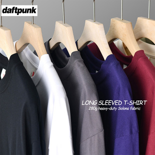 韩版 280g索罗娜长袖 秋季 慵懒风休闲风打底衫 纯色上衣男 t恤女薄款