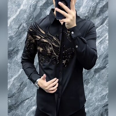 男士秋冬新品时尚衬衫轻奢欧货