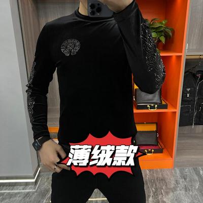 3910金丝绒烫钻长袖小衫