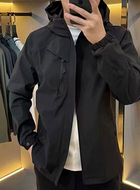 【现货】25334冬季新款防风加棉男秋冬防风修身夹克连帽保暖 古