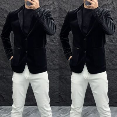 新品男士高级感条纹西服外套