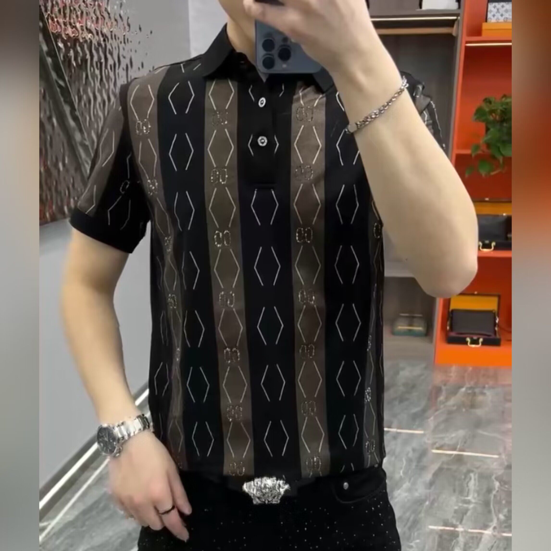 （现货）男士夏季新款高端舒适百搭修身休闲个性时尚T恤polo衫