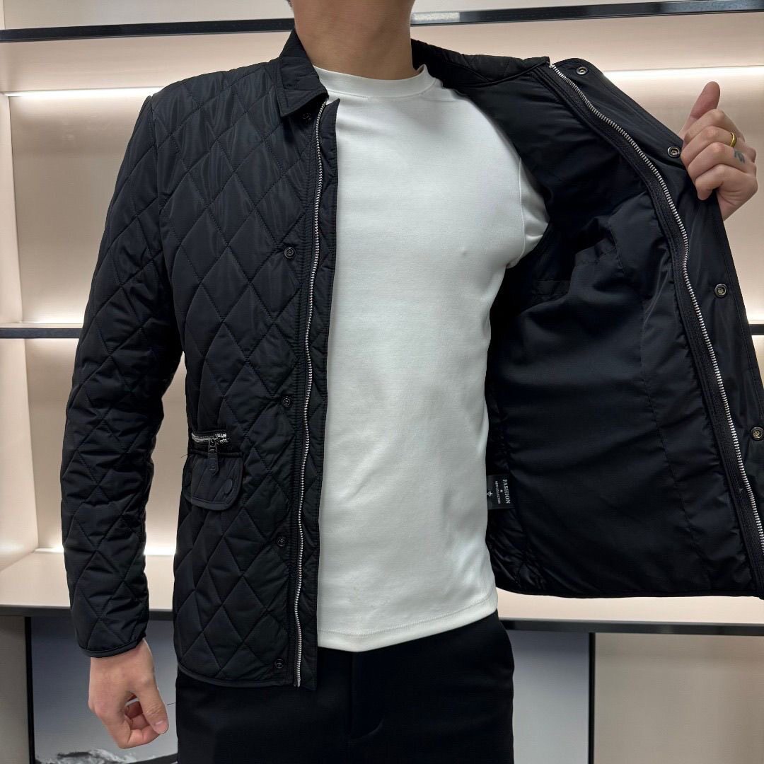 【现货】25338新款棉衣翻领菱格方领棉服男保暖免烫商务男士古