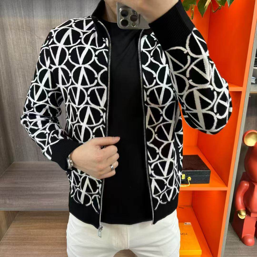 【现货】5588A春季新款男士针织外套拉链立领长袖夹克个性时尚帅