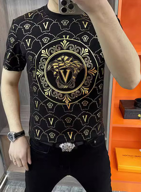 【现货】6230时尚欧货男士夏季短袖圆领T恤休闲百搭舒适弹力